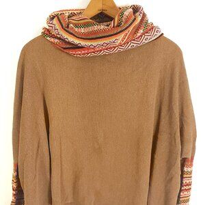 Andean Design Turtleneck Poncho Sweater Women's S/M? Multicolor 100% Baby Alpaca